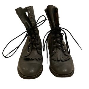 JUSTIN Lace Up Roper Boots in Gray